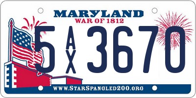 MD license plate 5AX3670