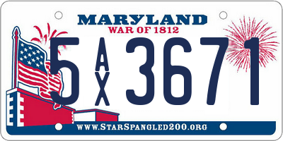 MD license plate 5AX3671