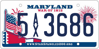 MD license plate 5AX3686