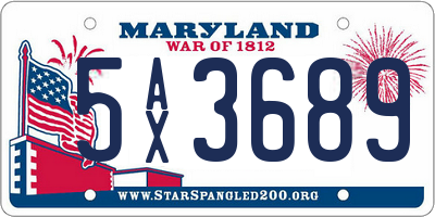 MD license plate 5AX3689
