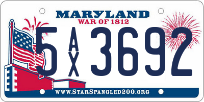 MD license plate 5AX3692