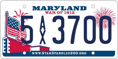 MD license plate 5AX3700