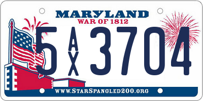 MD license plate 5AX3704