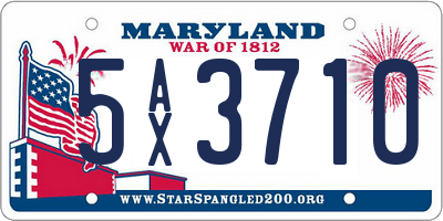 MD license plate 5AX3710
