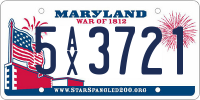 MD license plate 5AX3721