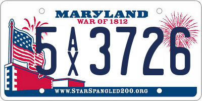 MD license plate 5AX3726