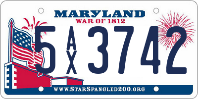 MD license plate 5AX3742
