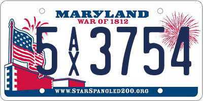 MD license plate 5AX3754