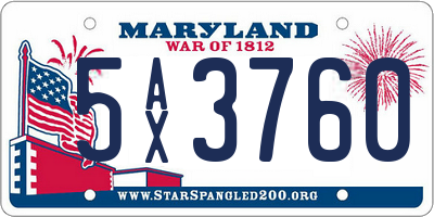 MD license plate 5AX3760