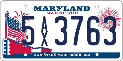 MD license plate 5AX3763