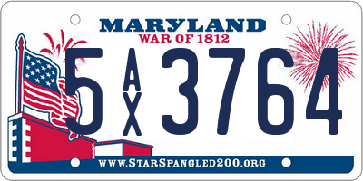 MD license plate 5AX3764