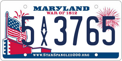 MD license plate 5AX3765