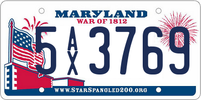 MD license plate 5AX3769