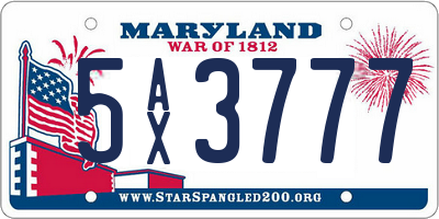 MD license plate 5AX3777