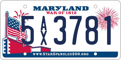 MD license plate 5AX3781