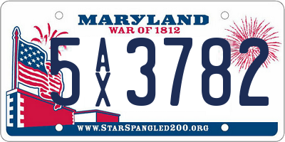 MD license plate 5AX3782