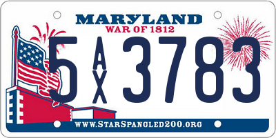 MD license plate 5AX3783