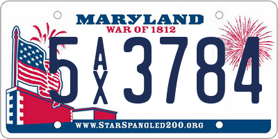 MD license plate 5AX3784