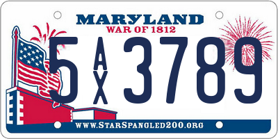 MD license plate 5AX3789