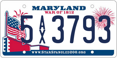 MD license plate 5AX3793