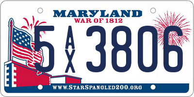 MD license plate 5AX3806