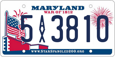 MD license plate 5AX3810