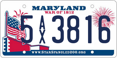 MD license plate 5AX3816
