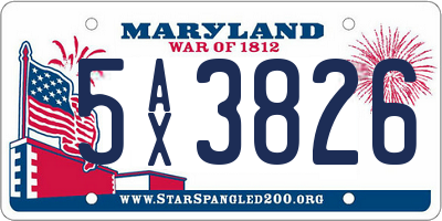 MD license plate 5AX3826