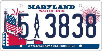 MD license plate 5AX3838