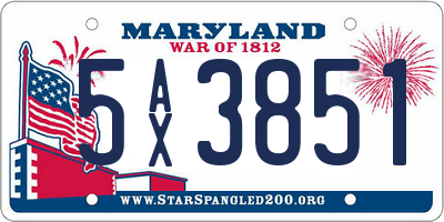 MD license plate 5AX3851