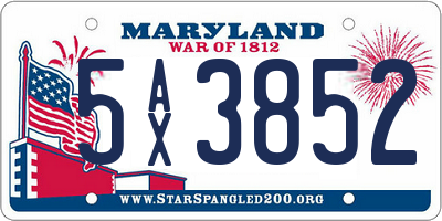 MD license plate 5AX3852