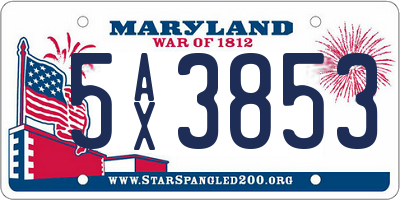 MD license plate 5AX3853