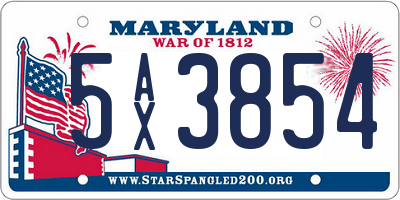 MD license plate 5AX3854