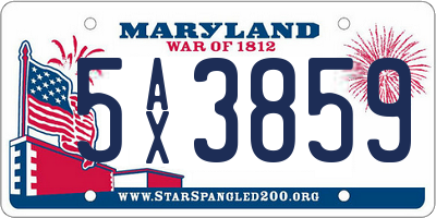 MD license plate 5AX3859