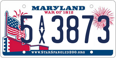 MD license plate 5AX3873