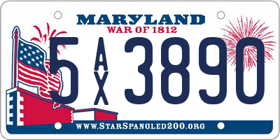 MD license plate 5AX3890