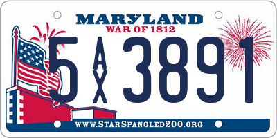 MD license plate 5AX3891