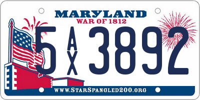 MD license plate 5AX3892