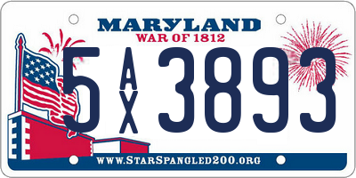 MD license plate 5AX3893