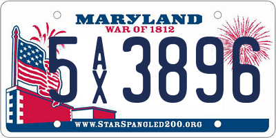 MD license plate 5AX3896