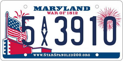 MD license plate 5AX3910