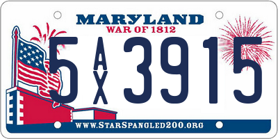 MD license plate 5AX3915