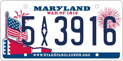 MD license plate 5AX3916