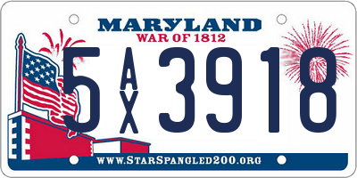MD license plate 5AX3918