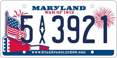 MD license plate 5AX3921