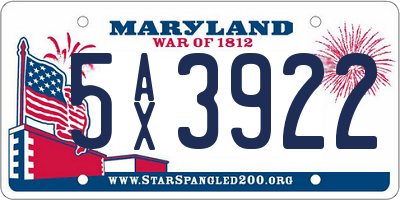 MD license plate 5AX3922
