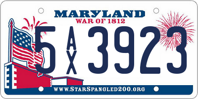 MD license plate 5AX3923