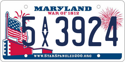 MD license plate 5AX3924