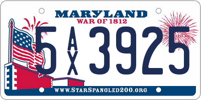 MD license plate 5AX3925