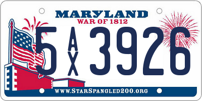 MD license plate 5AX3926